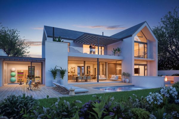 Exterior render at a home on the De Heuwelzicht estate, Stellenbosch