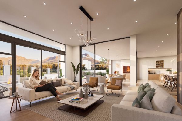 Open Plan Lounge view in a De Heuwelzicht home, Stellenbosch
