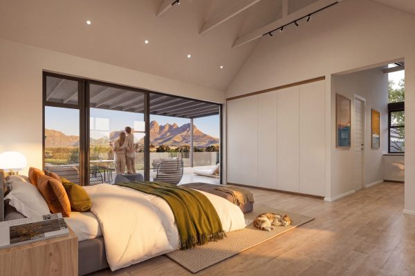 Main bedroom in a home at De Heuwelzicht, winelands
